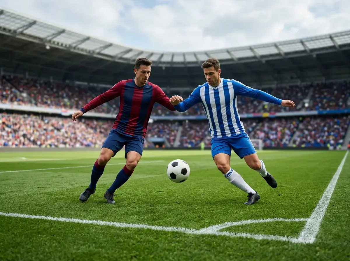 Stade de Premier League rempli pendant un match de football, vue depuis les tribunes